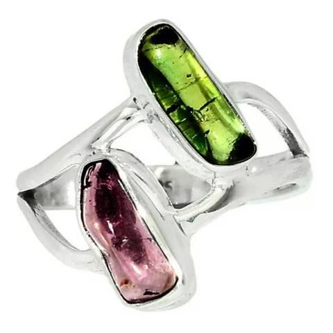 Pink & Green Tourmaline Sterling Silver Ring - Keja Designs Jewelry