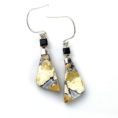 Maligano Jasper & Black Onyx Sterling Silver Point Earrings - Keja Designs Jewelry