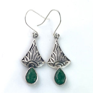 Emerald Sterling Silver Sun Rise Earrings - Keja Designs Jewelry