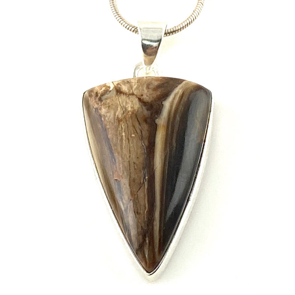 Petrified Wood Sterling Silver Pendant - Keja Designs Jewelry