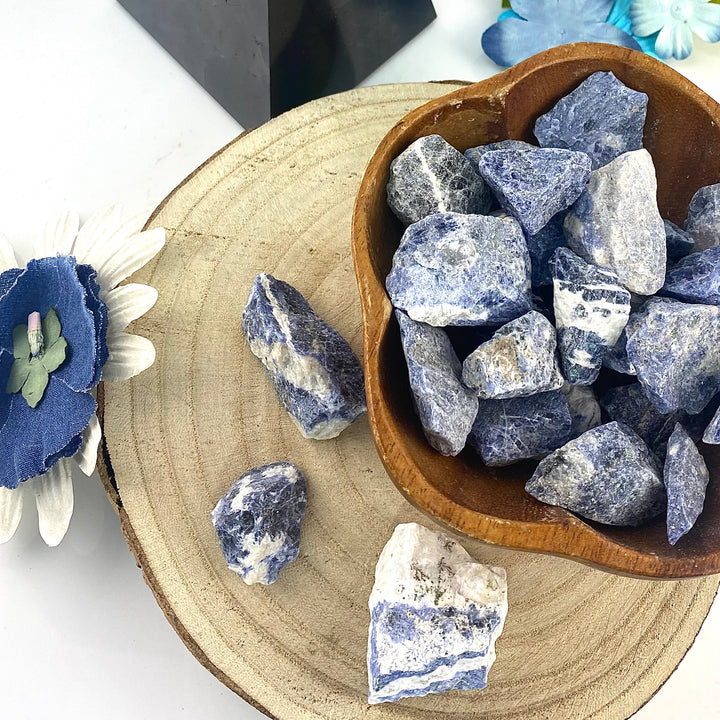 Sodalite Rough Chunk Stones, Choose Quantity, Sodalite Rough Crystal for Décor or Crystal Grids - Keja Designs Jewelry