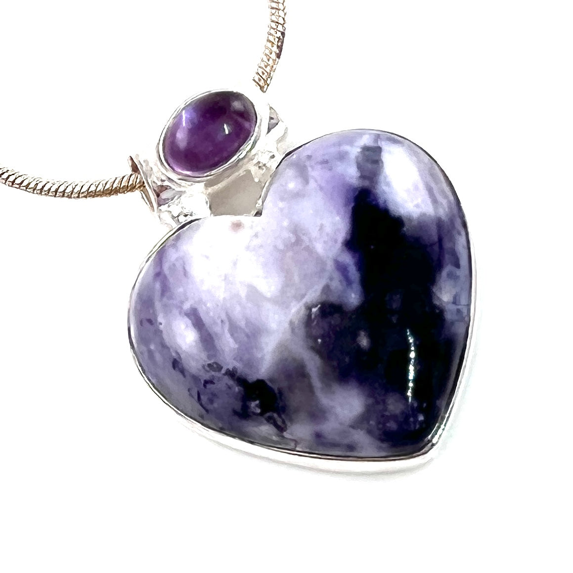 Mirado Opal & Amethyst Sterling Silver Heart Pendant - Keja Designs Jewelry