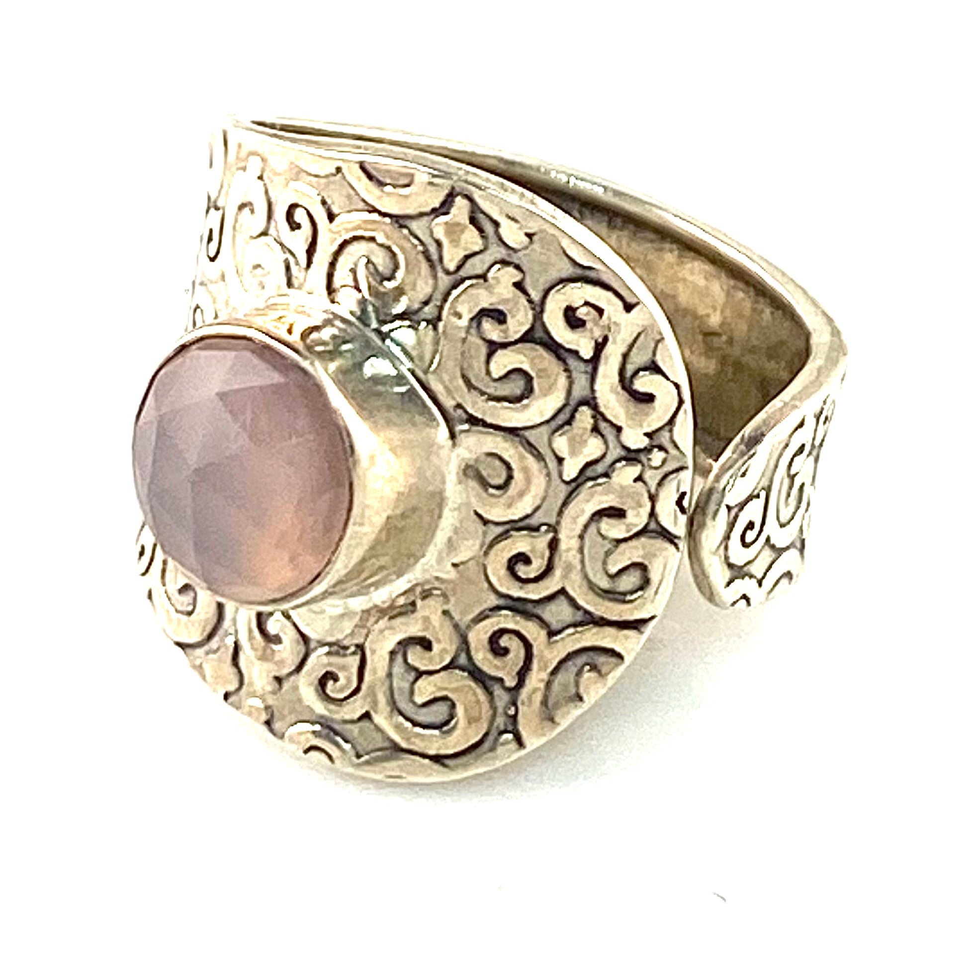 Rose Quartz Sterling Silver Adjustable Ring - Keja Designs Jewelry