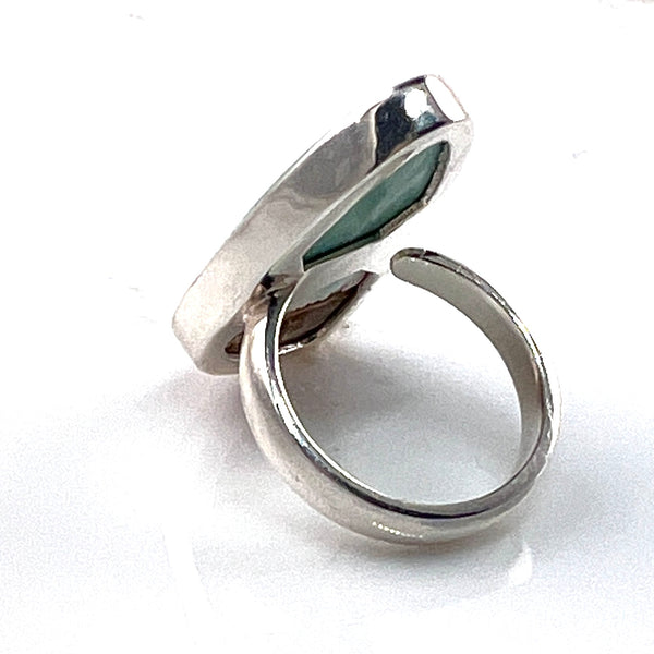 Variscite Sterling Silver Adjustable Fancy Cut Ring - Keja Designs Jewelry
