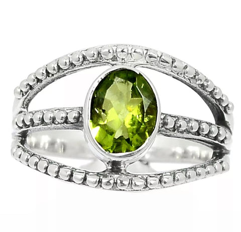 Peridot Sterling Silver Open Band Ring - Keja Designs Jewelry