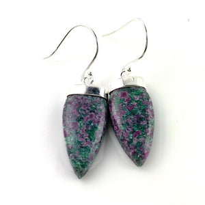 Ruby in Fuschite Sterling Silver Point Earrings - Keja Designs Jewelry