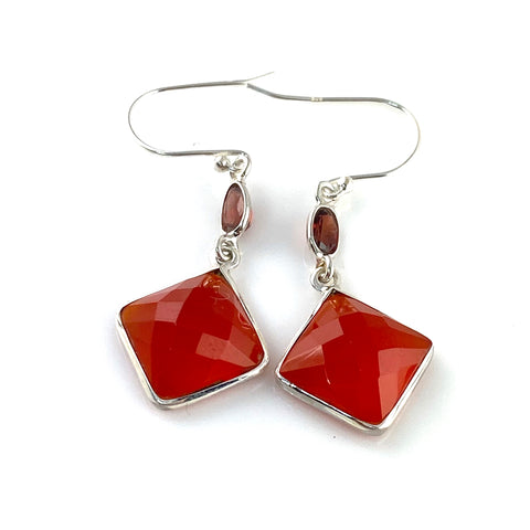 Carnelian & Garnet Sterling Silver Earrings - Keja Designs Jewelry