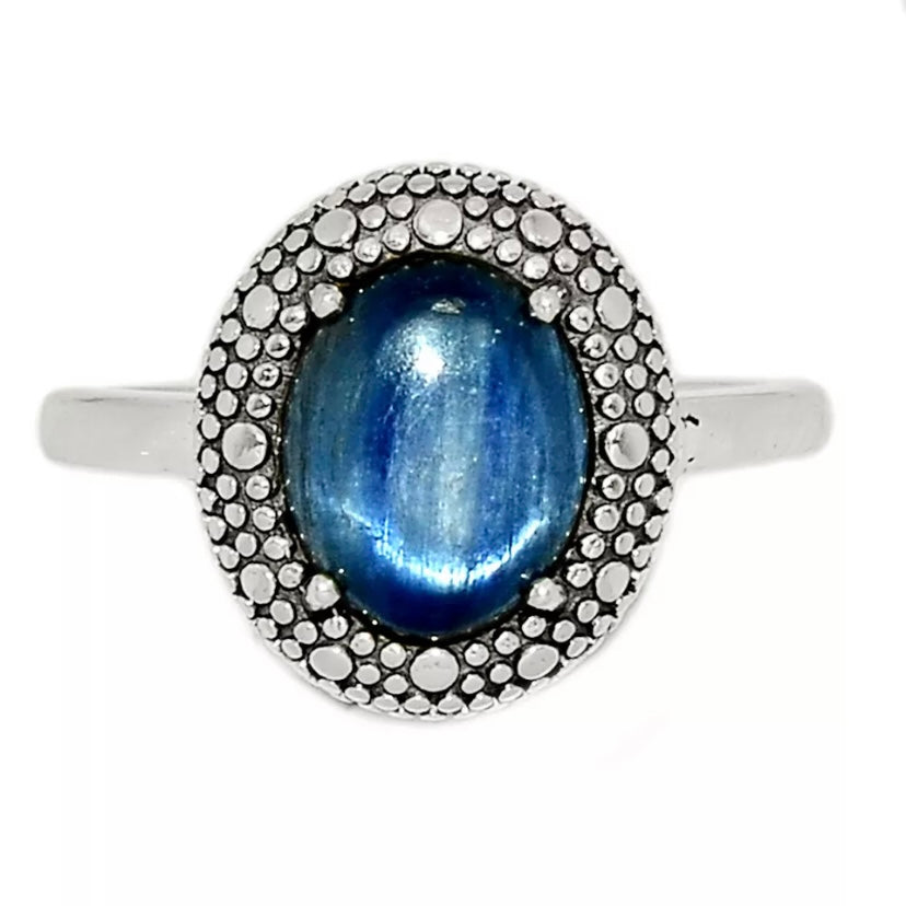Kyanite Sterling Silver Snakeskin Ring - Keja Designs Jewelry