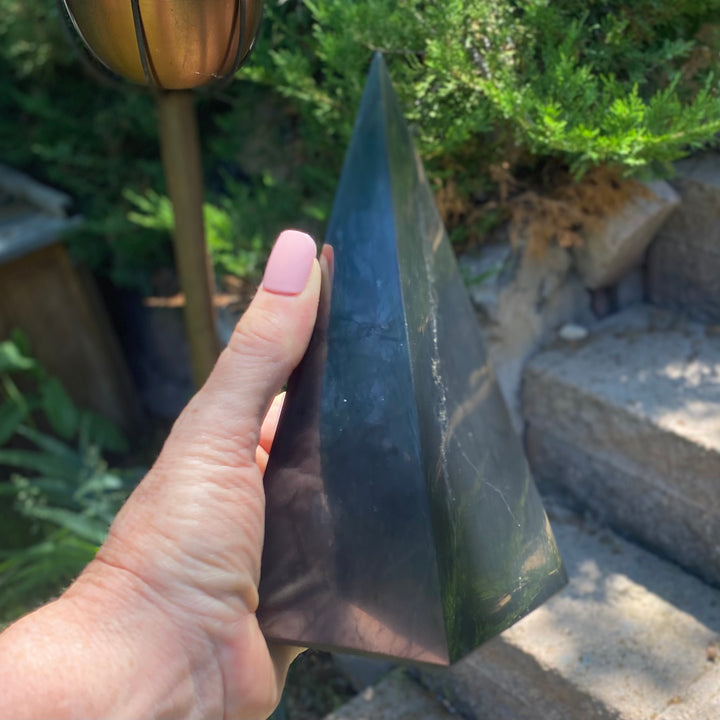 Shungite Pyramid Polished Stones, Choose Size, Shungite for Décor - Keja Designs Jewelry