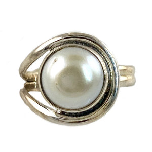 Pearl Sterling Silver Asymmetrical Ring - Keja Designs Jewelry