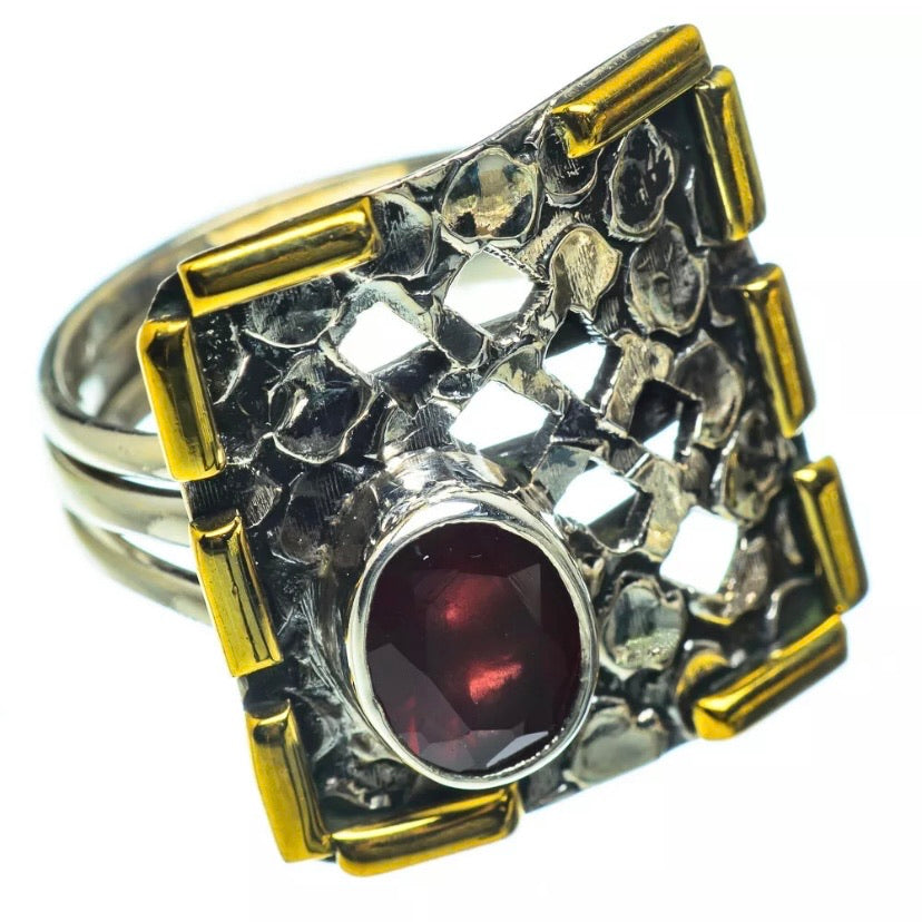 Garnet Two Tone Sterling Silver Ring - Keja Designs Jewelry