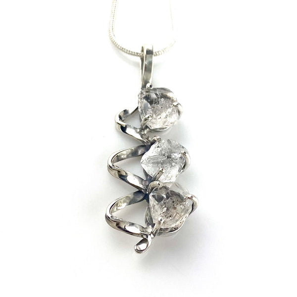 Herkimer Diamond Sterling Silver Ribbon Pendant - Keja Designs Jewelry