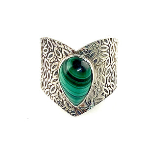 Malachite Sterling Silver Heart Band Ring - Keja Designs Jewelry