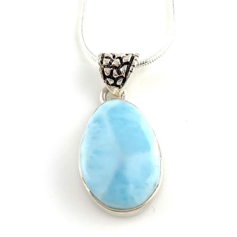 Larimar Sterling Silver True Blue Pendant - Keja Designs Jewelry
