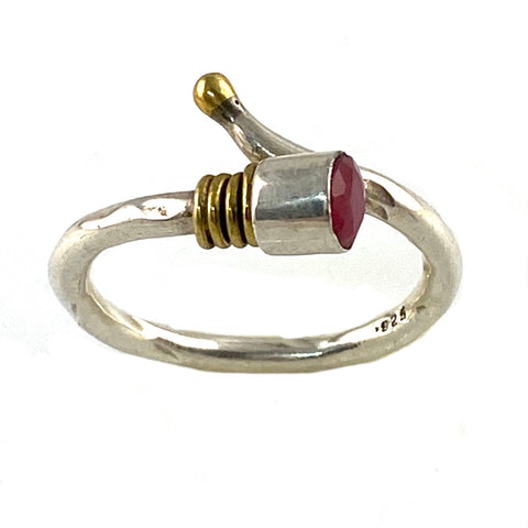 Ruby Two Tone Adjustable Sterling Silver Ring - Keja Designs Jewelry