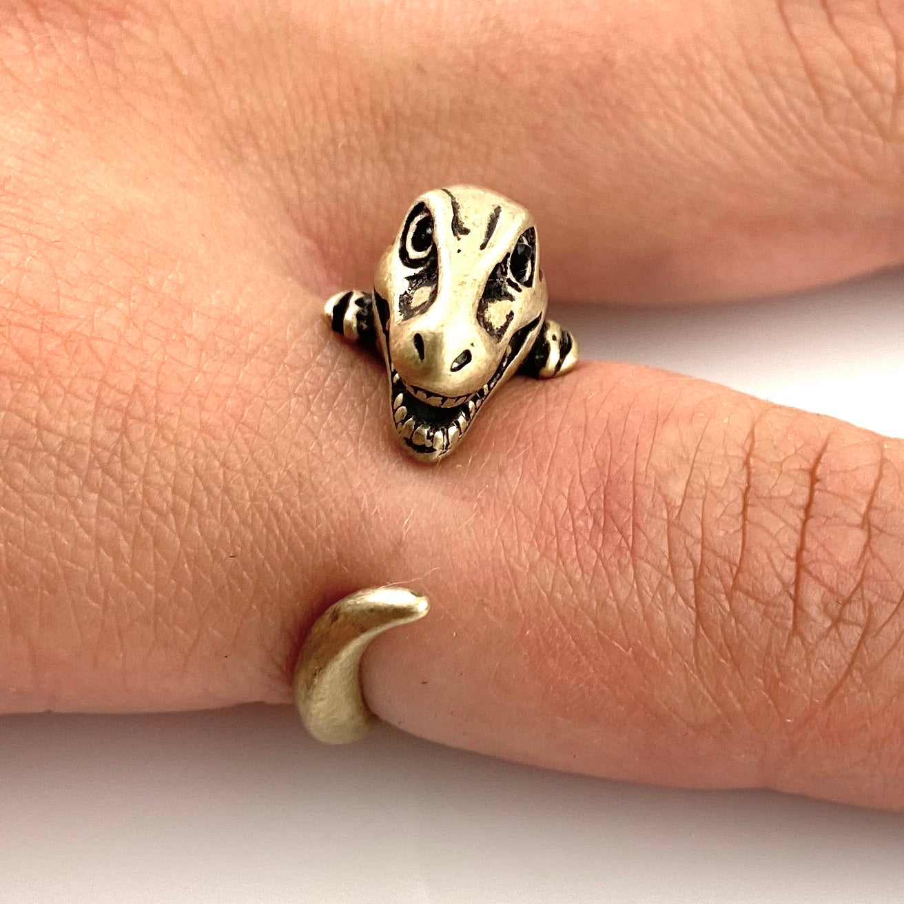 Animal Wrap Ring - T-Rex - Yellow Bronze - Adjustable Ring - Keja Designs Jewelry