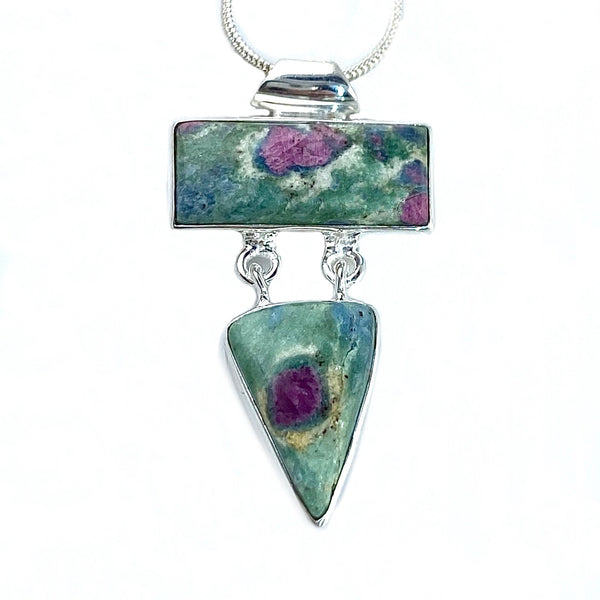 Ruby In Fuschite Sterling Silver Pendant - Keja Designs Jewelry