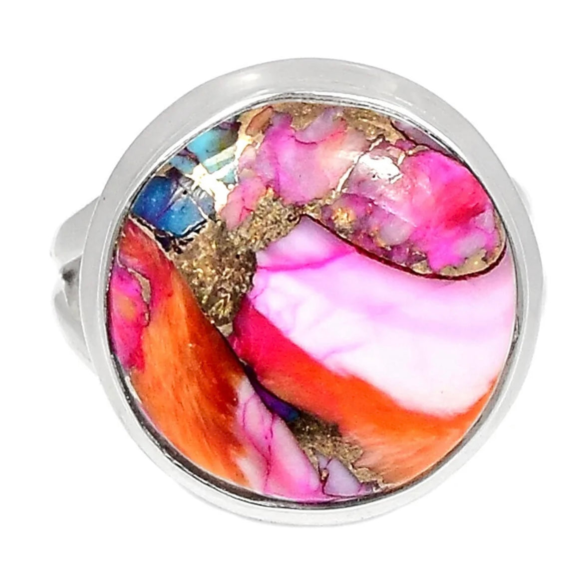 Kingman Dahlia Turquoise Sterling Silver Round Ring - Keja Designs Jewelry