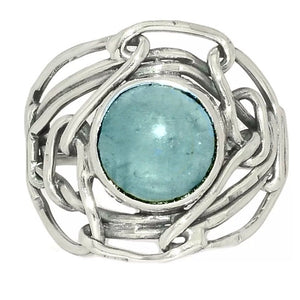 Aquamarine Industrial Sterling Silver Ring - Keja Designs Jewelry