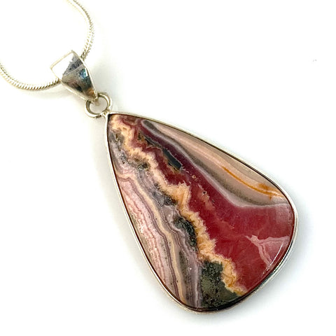 Rhodochrosite Sterling Silver Pendant - Keja Designs Jewelry