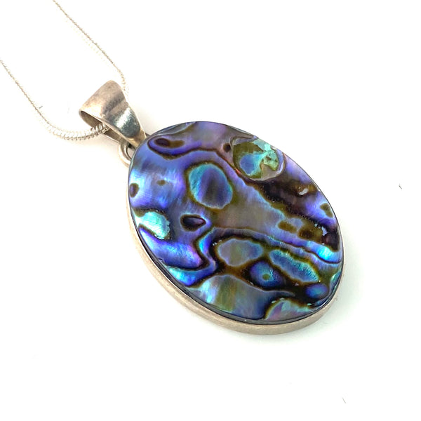 Abalone Sterling Silver Oval Pendant - Keja Designs Jewelry