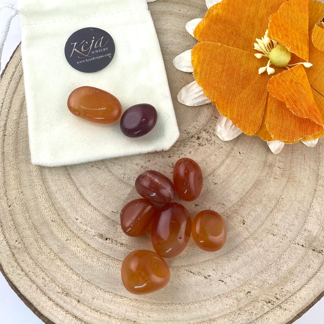 Carnelian Polished Chunk Stones, Choose Quantity, Polished Carnelian for Décor or Crystal Grids - Keja Designs Jewelry