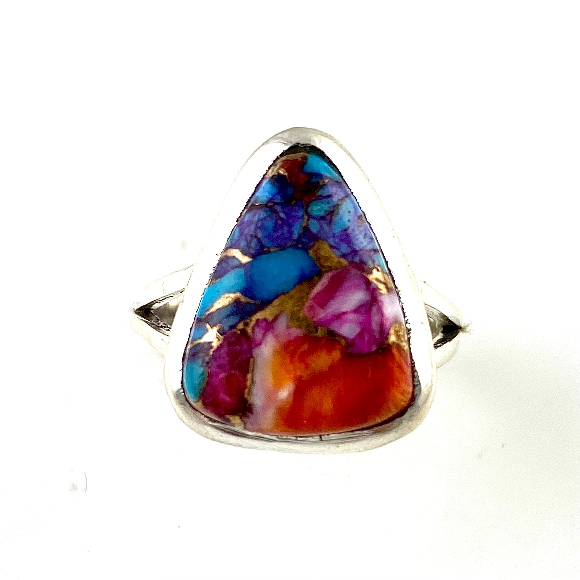 Kingman Dahlia Turquoise Sterling Silver Trillion Ring - Keja Designs Jewelry