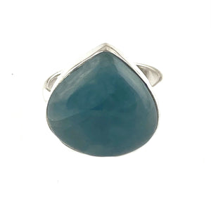 Aquamarine Sterling Silver Tear Drop Ring - Keja Designs Jewelry