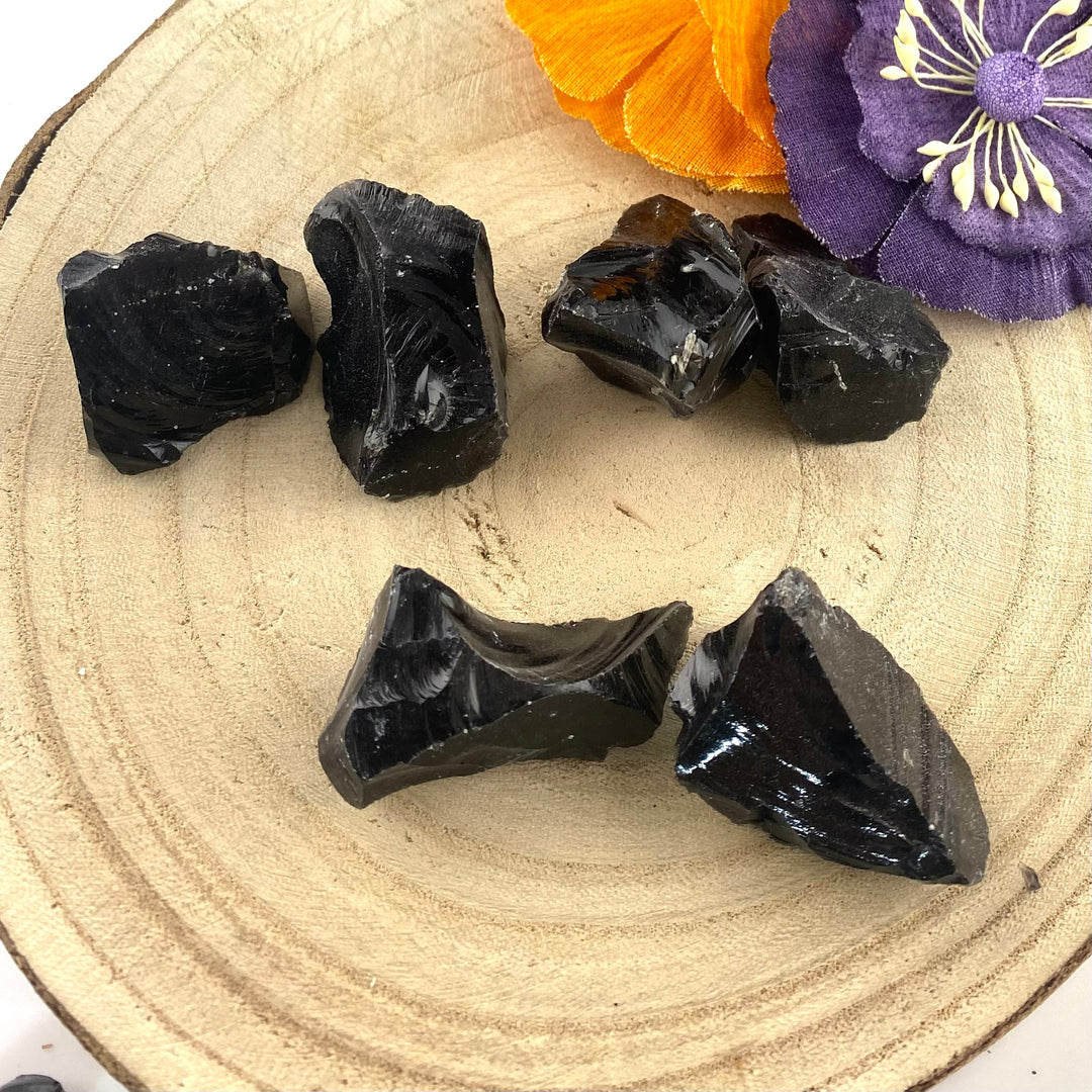 Obsidian Rough Chunk Stones, Choose Size, Choose Quantity, Obsidian Rough Crystal for Décor or Crystal Grids - Keja Designs Jewelry