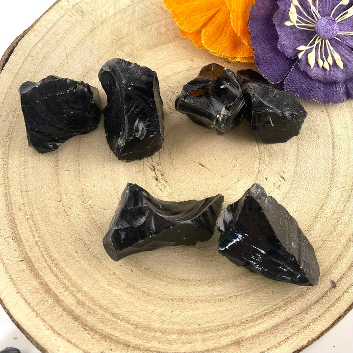 Obsidian Rough Chunk Stones, Choose Size, Choose Quantity, Obsidian Rough Crystal for Décor or Crystal Grids - Keja Designs Jewelry