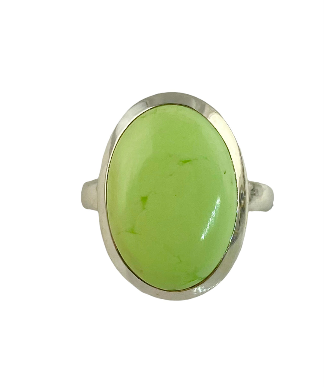 Lemon Chrysoprase Sterling Silver Oval Ring - Keja Designs Jewelry