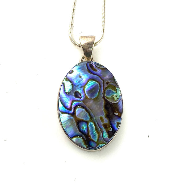 Abalone Sterling Silver Oval Pendant - Keja Designs Jewelry