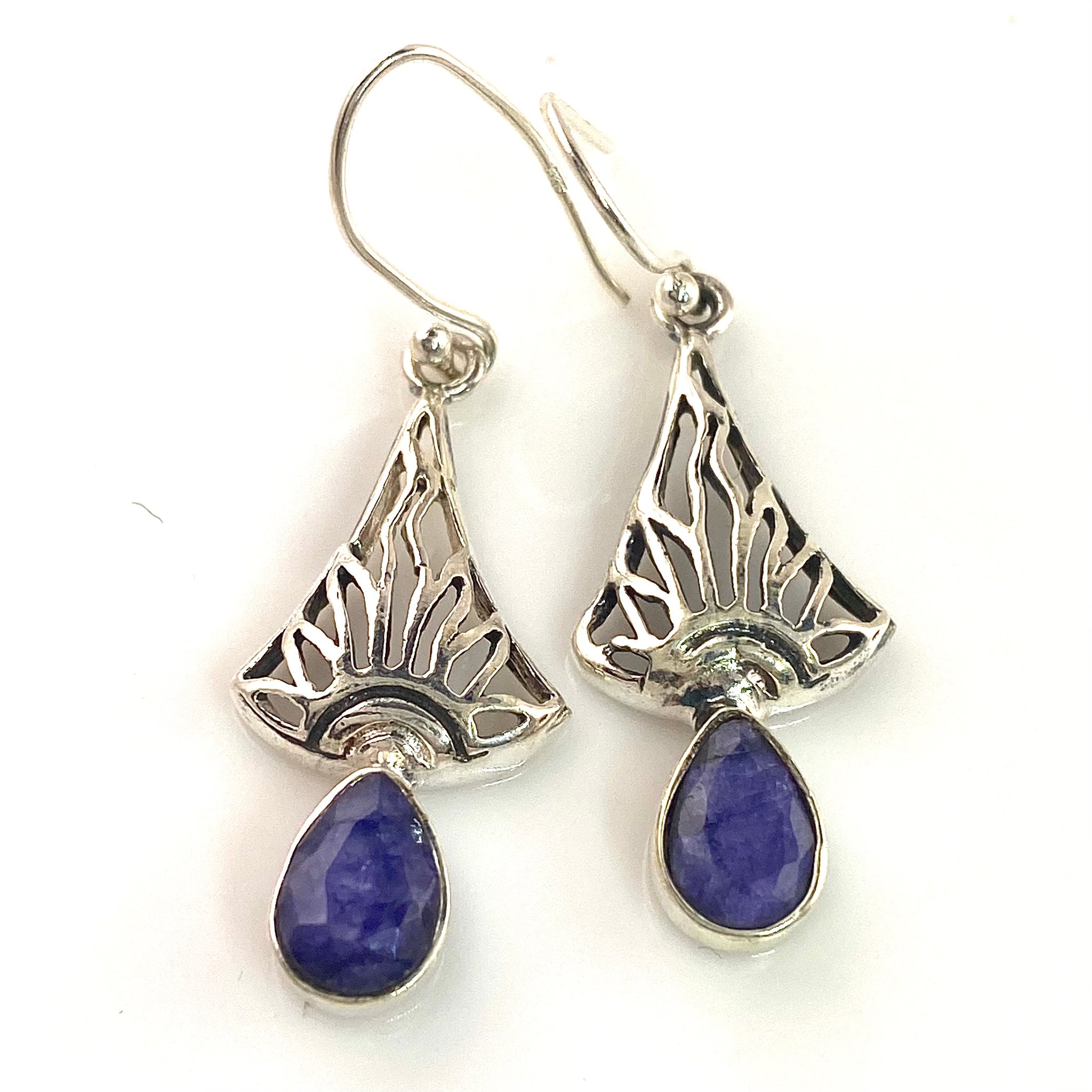 Sapphire Sterling Silver Sun Rise Earrings - Keja Designs Jewelry