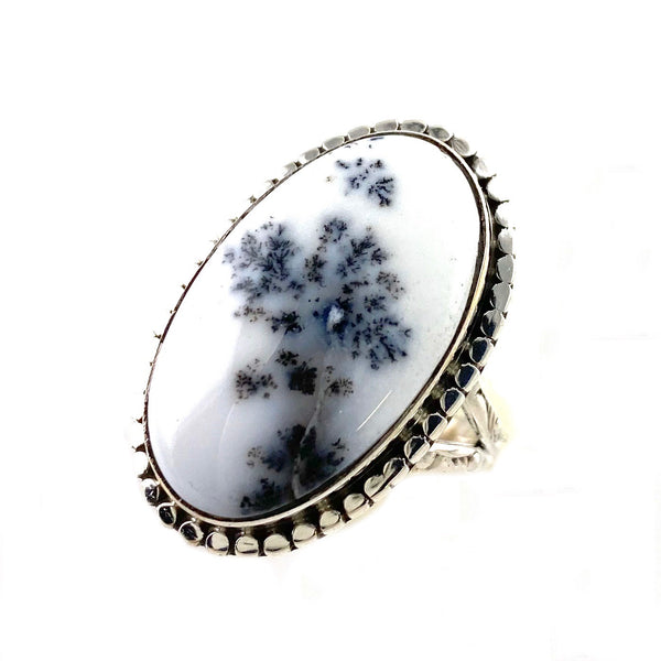 Dendritic Opal Sterling Silver Oval Ring - Keja Designs Jewelry