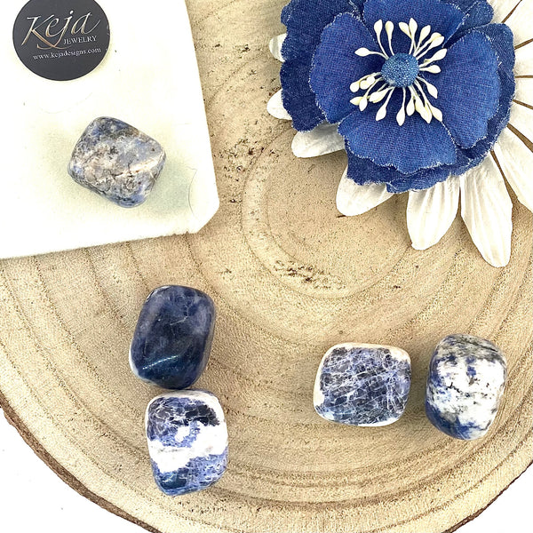 Sodalite Polished Chunk Stones, Choose Quantity, Sodalite Polished Crystal for Décor or Crystal Grids - Keja Designs Jewelry