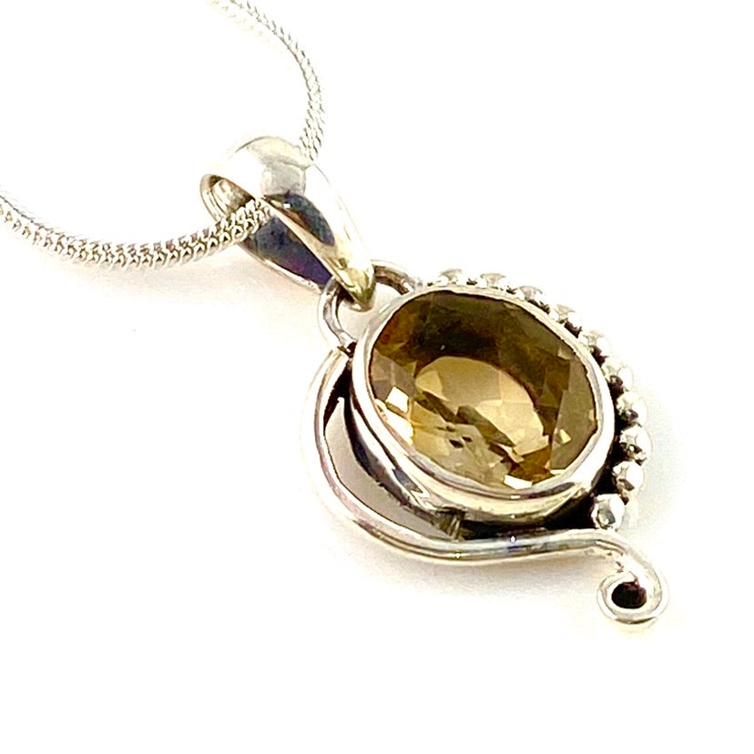 Citrine Sterling Silver Swirl Pendant - Keja Designs Jewelry