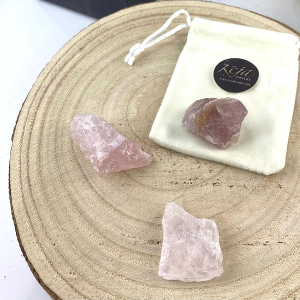 Pink Rose Quartz Rough Chunk Stones, Choose Size, Choose Quantity, Raw Rose Quartz for Décor or Crystal Grids - Keja Designs Jewelry