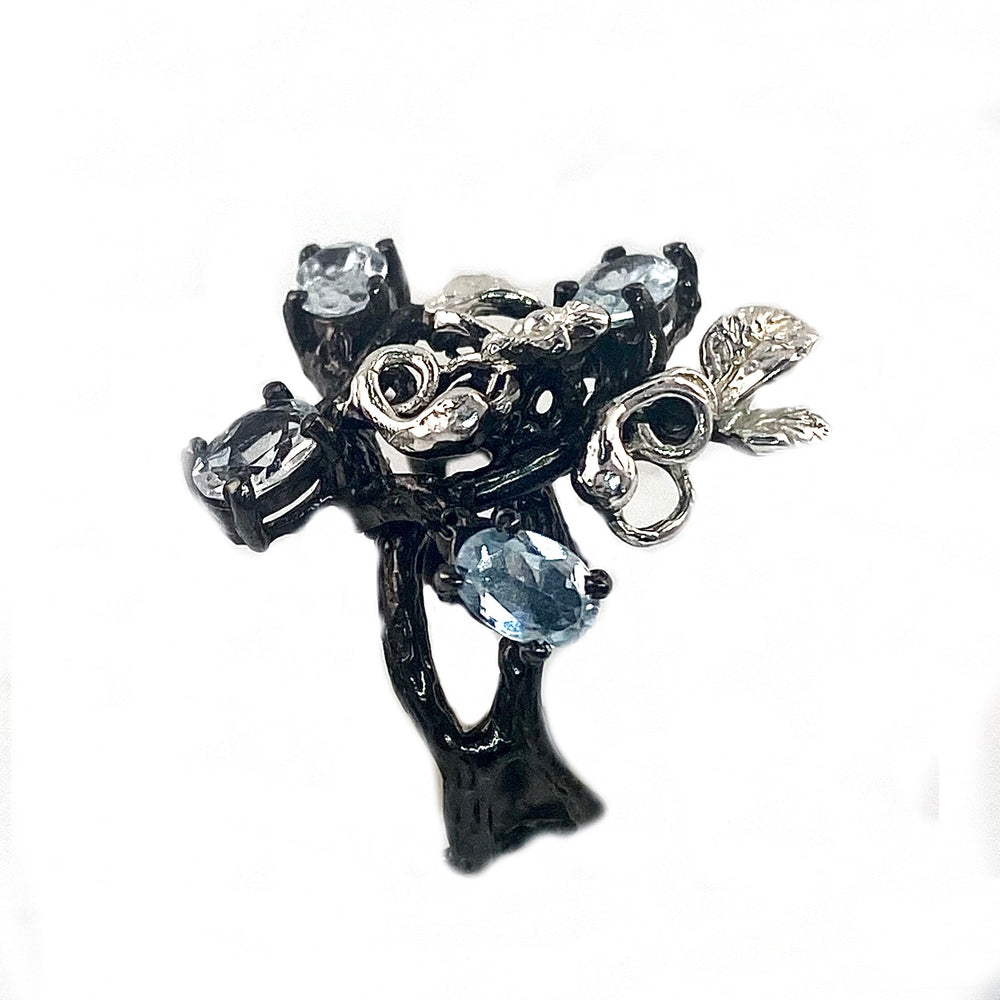 Blue Topaz Sterling Silver Rhodium Plated Ring - Keja Designs Jewelry
