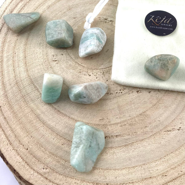 Amazonite Polished Chunk Stones, Choose Quantity, Polished Amazonite for Décor or Crystal Grids - Keja Designs Jewelry