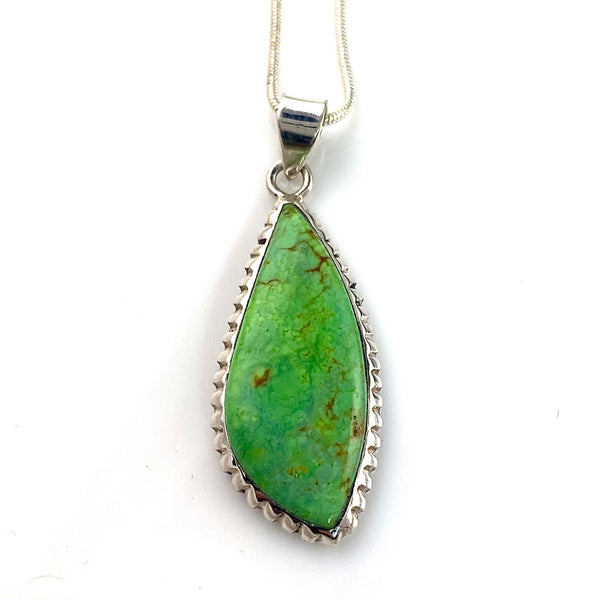 Green Turquoise Sterling Silver Fancy Cut Pendant - Keja Designs Jewelry