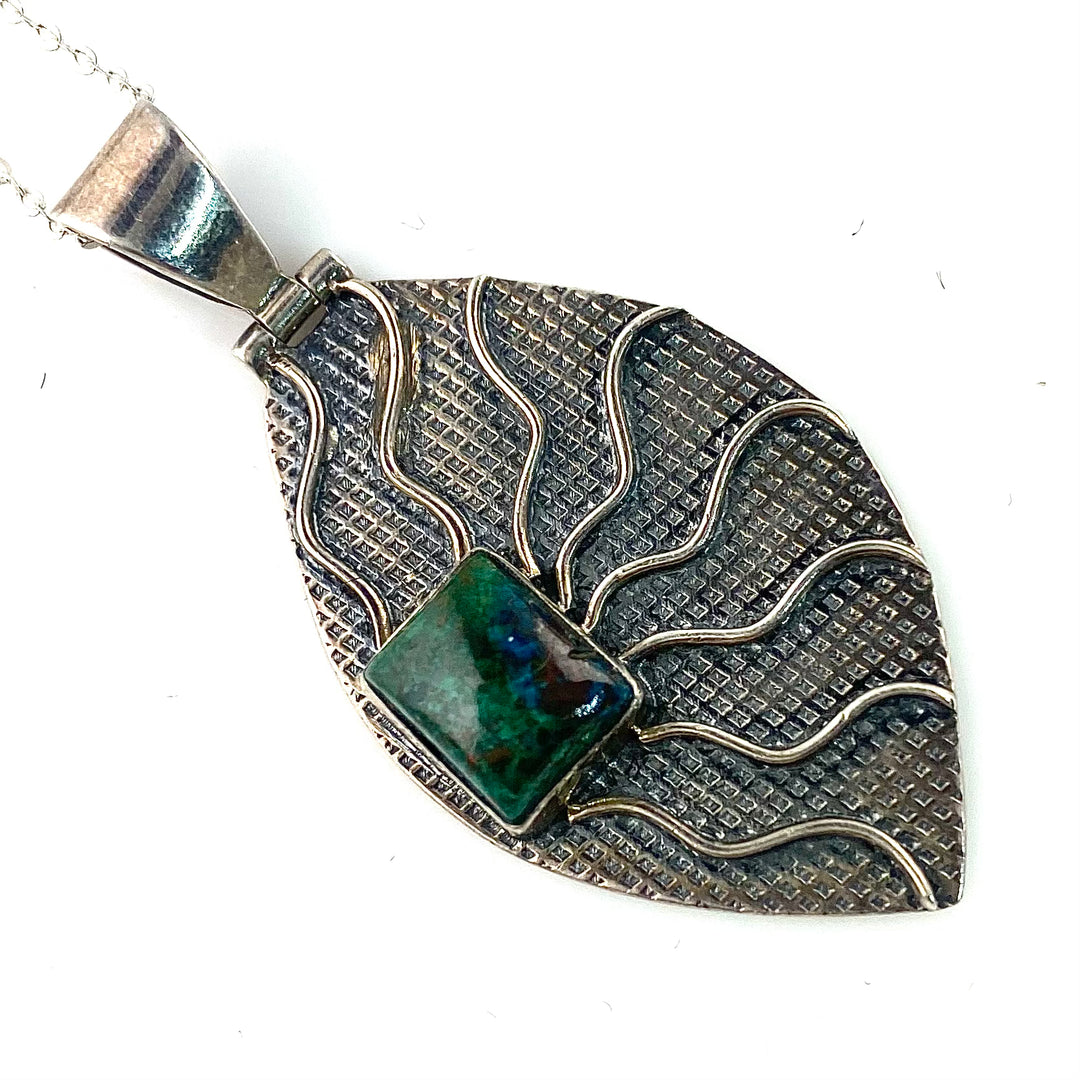 Chrysocolla Sterling Silver Pendant - Keja Designs Jewelry