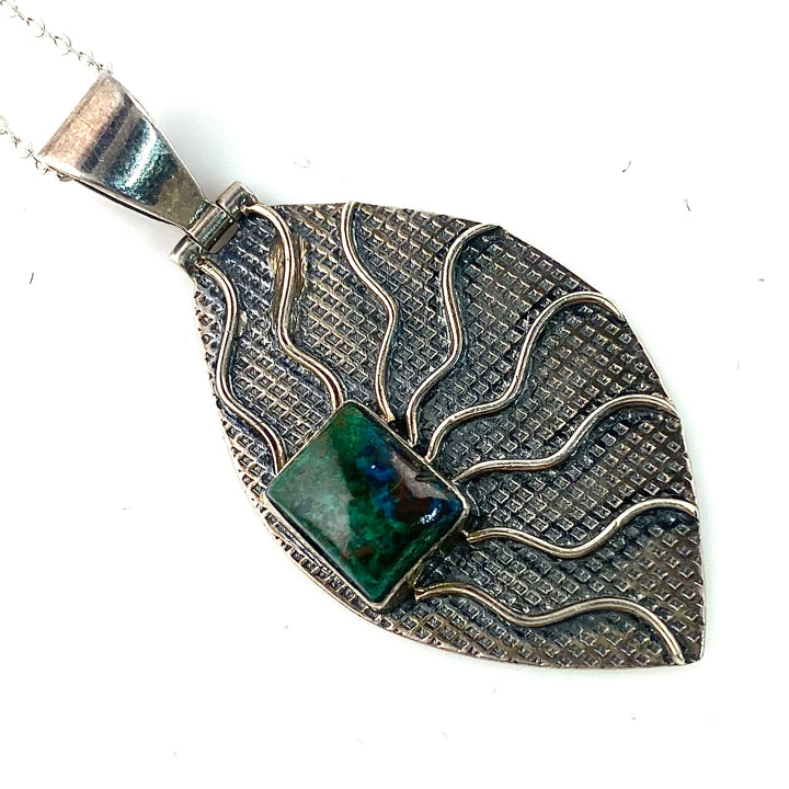 Chrysocolla Sterling Silver Pendant - Keja Designs Jewelry