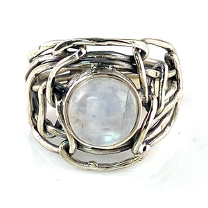Moonstone Industrial Sterling Silver Ring - Keja Designs Jewelry