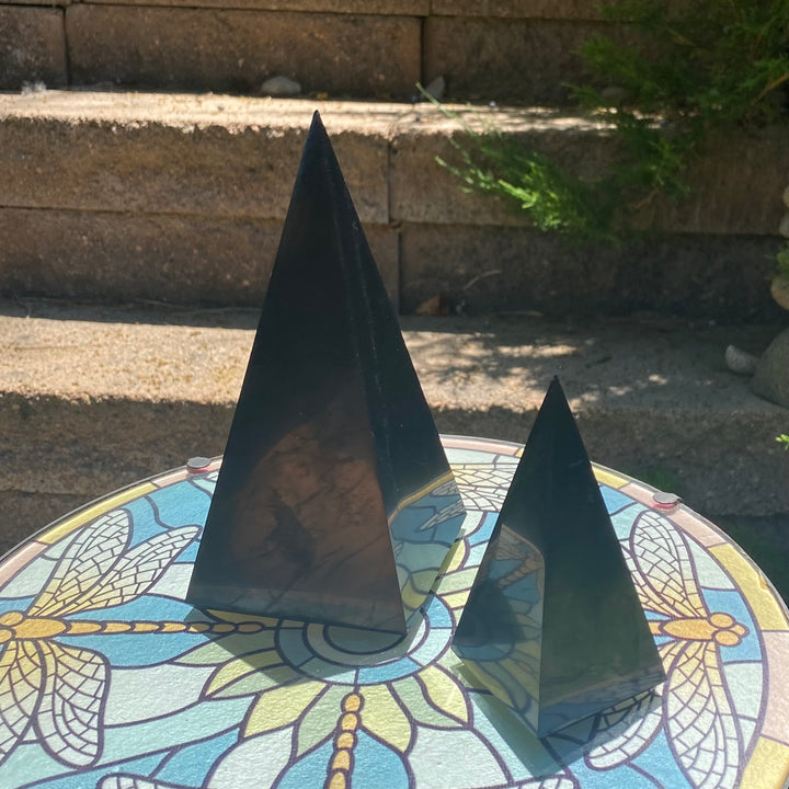 Shungite Pyramid Polished Stones, Choose Size, Shungite for Décor - Keja Designs Jewelry