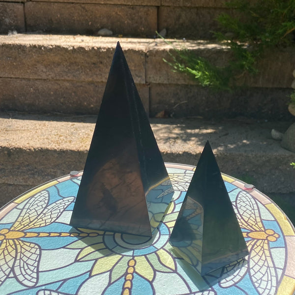 Shungite Pyramid Polished Stones, Choose Size, Shungite for Décor - Keja Designs Jewelry