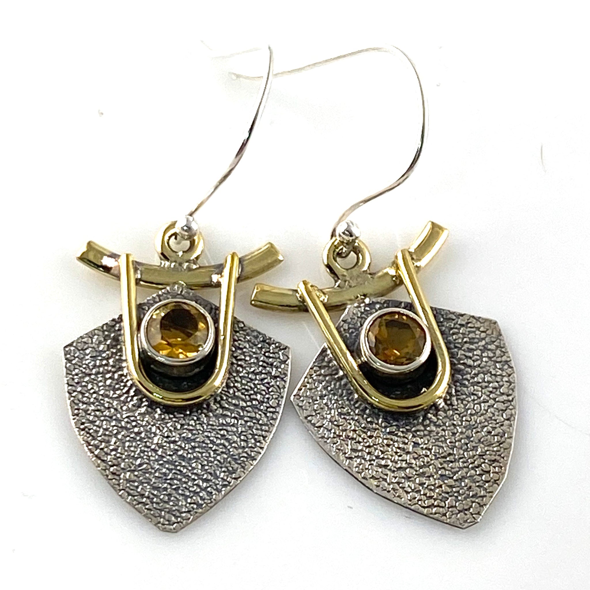 Citrine Sterling Silver Two Tone Earrings - Keja Designs Jewelry