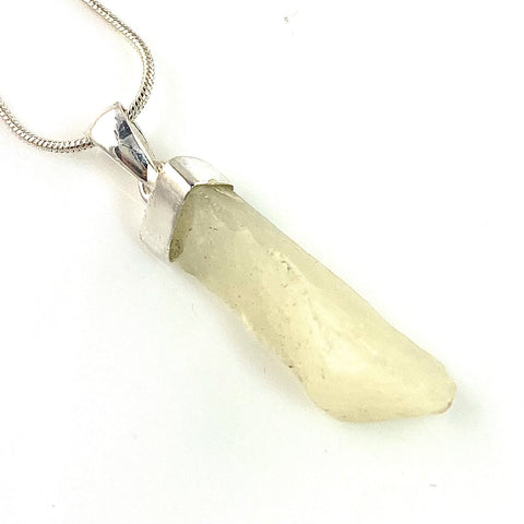 Libyan Desert Glass Meteorite Sterling Silver Oblong Pendant - Keja Designs Jewelry