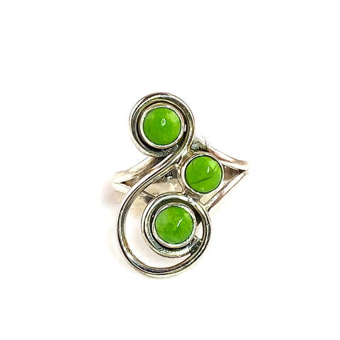 Green Turquoise Sterling Silver Swirl Ring - Keja Designs Jewelry