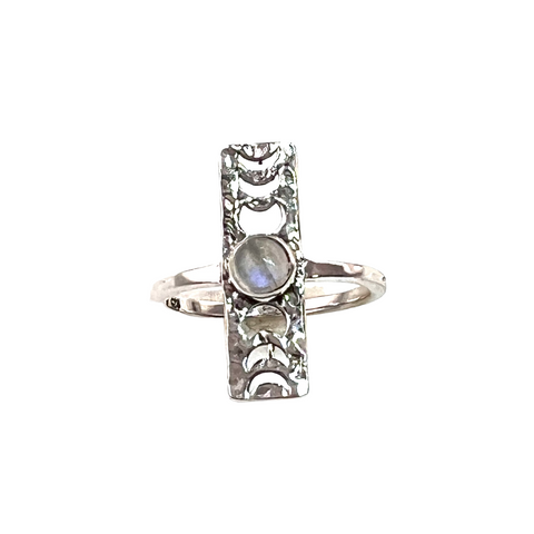 Moonstone Phases of the Moon Sterling Silver Ring - Keja Designs Jewelry