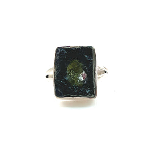 Moldavite Meteorite Sterling Silver Chinky Ring - Keja Designs Jewelry
